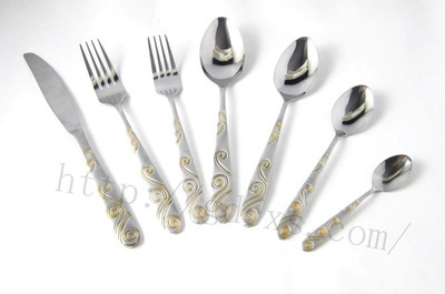 揭秘厨之福3厘C023镀金喷砂刀叉匙 不锈钢餐具的工艺美学与价值解析